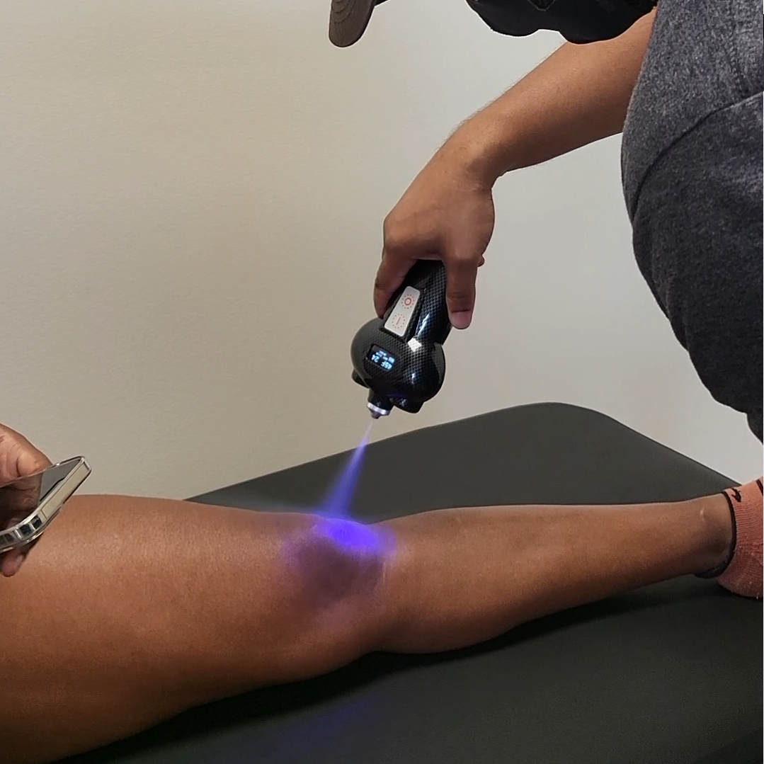 Adult using Local Cryotherapy at Campus Motion Health Lab
