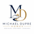 Michael Dupre Homes logo with navy and gold monogram, rising sun, and stylized road.