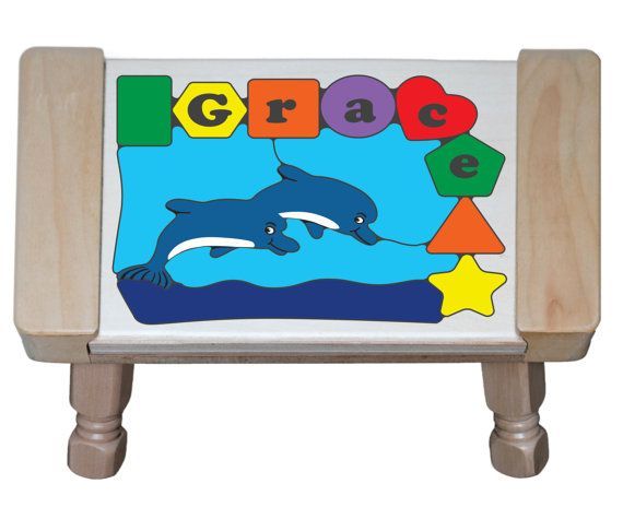 Personalized Name Dolphin Theme Puzzle Stool - (FREE SHIPPING)