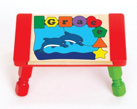 Personalized Name Dolphin Theme Puzzle Stool - (FREE SHIPPING)
