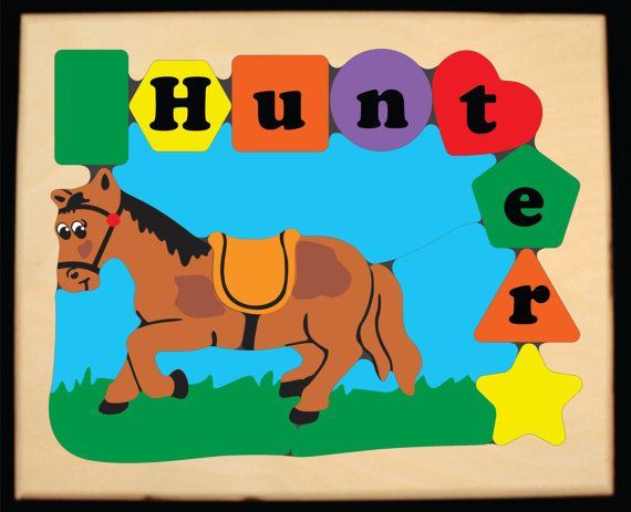 Personalized Name Horse Theme Puzzle - Pastel or Primary(FREE SHIPPING)