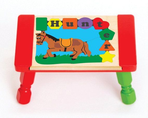 Personalized Name Horse Theme Puzzle Stool - Pastel - (FREE SHIPPING)