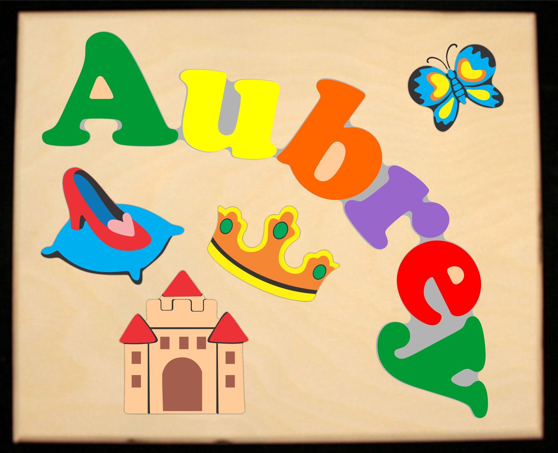Custom Name(s) Princess Theme Puzzle in upper and lower case letters - Primary or Pastel, (FREE SHIPPING)