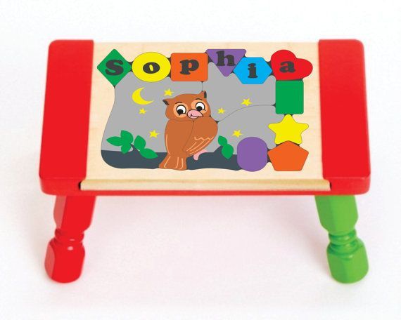 Personalized Name Owl Theme Puzzle Stool - (FREE SHIPPING)
