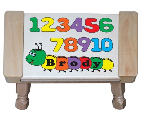 Personalized Name Number Worm Theme Puzzle Stool -  Primary or pastel (FREE SHIPPING)