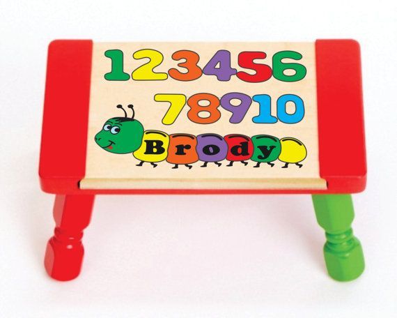 Personalized Name Number Worm Theme Puzzle Stool -  Primary or pastel (FREE SHIPPING)