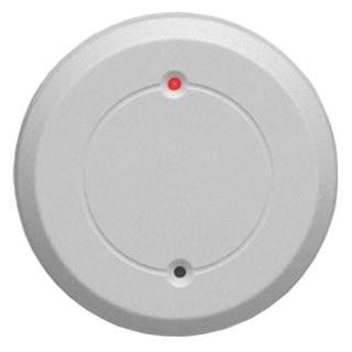 White circular device with red and black indicators.