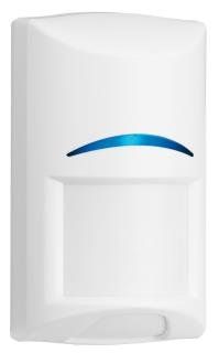 White motion sensor with blue curved indicator light.