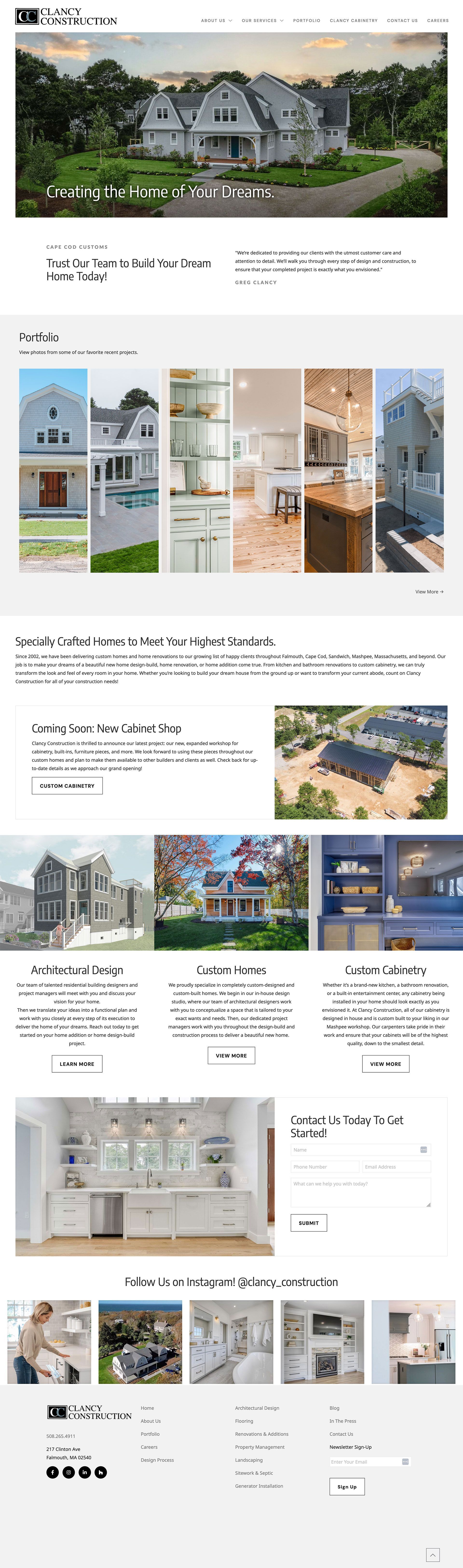 Clancy Construction website