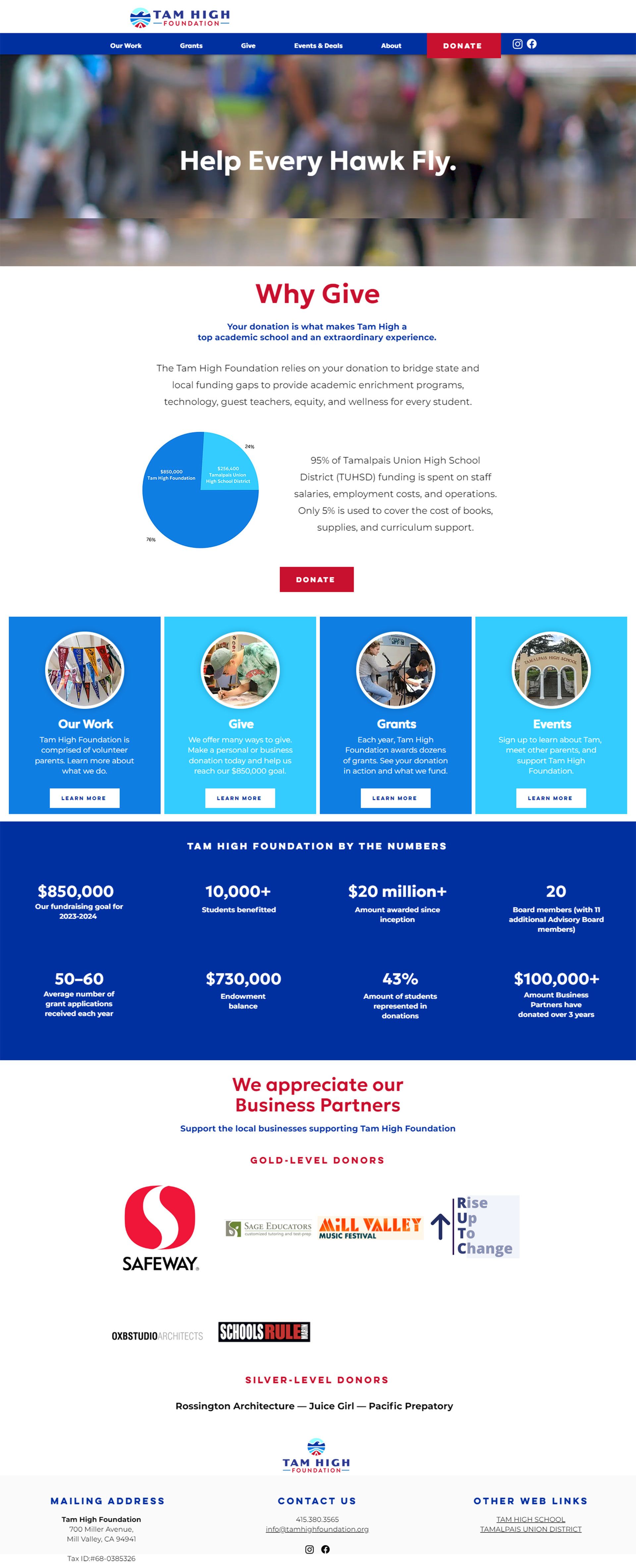Tam High Foundation webpage