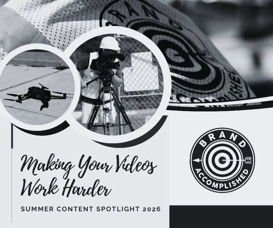 Drone and camera gear with text “Making Your Videos Work Harder” and “Brand Compliment” badge