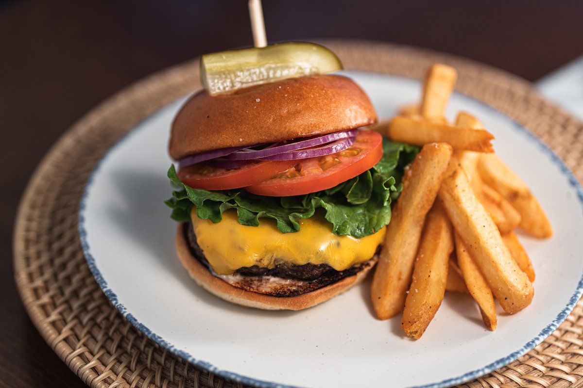 a picture of Burger and fries