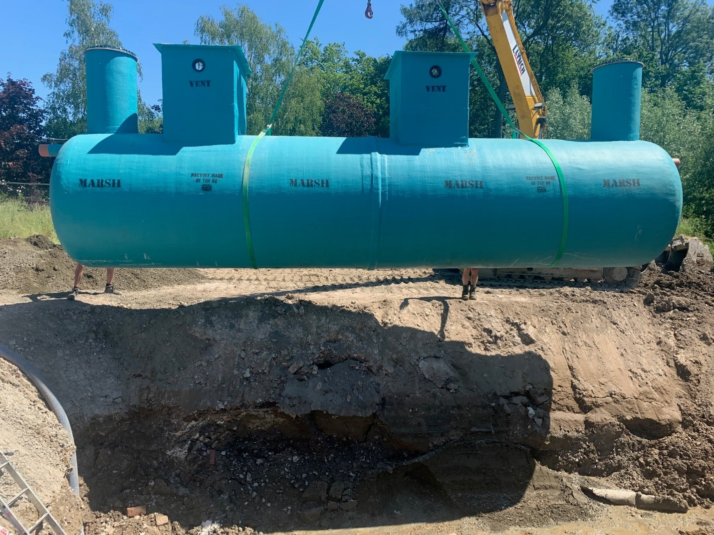 blue sewer pipe