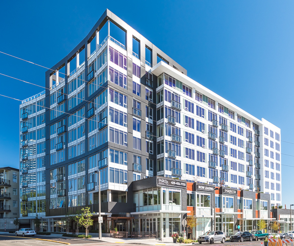 Photo of the building, showing 8 floors