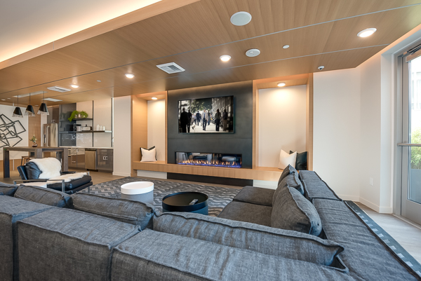 Photo of the club room's large couch