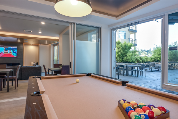 Photo of the pool table, close-up