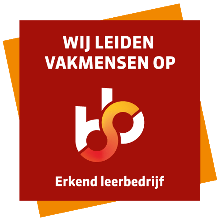 A logo for wij leiden vakmensen op erkend leerbedrijf