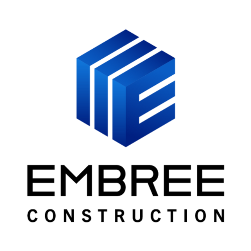 A blue and black logo for ambree construction