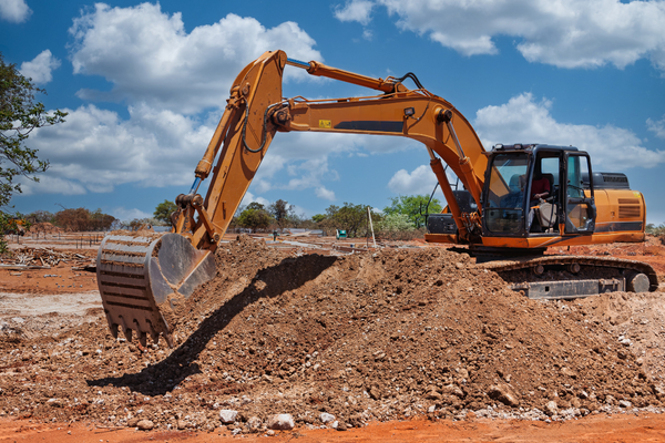 excavator on job site