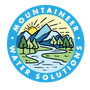 Mountaineer Water Solutions logo with mountains, river, trees, and sun in a blue circle
