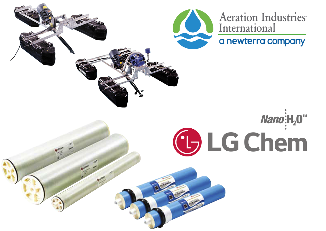 Membranas de osmosis inversa LG-Chem y Aireadores superficiales Aeration