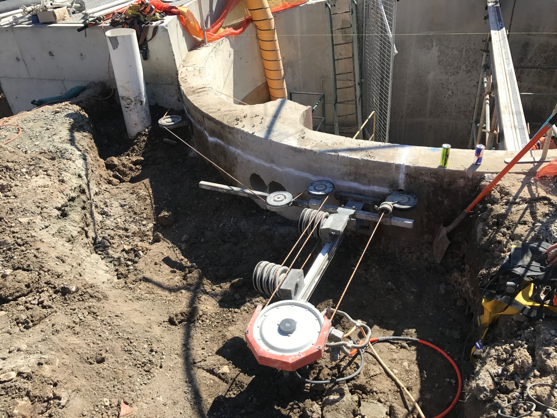 A concrete wire saw is cutting a concrete slab — Newcastle Cut & Drill In Boolaroo, NSW