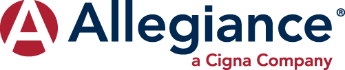 A logo for allegiance a cigna company on a white background