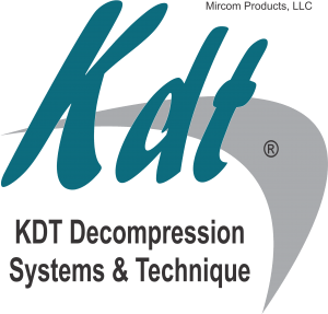 A logo for kdt decompression systems and technique