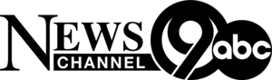 A black and white logo for the news channel