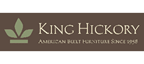 Logo for King Hickory furniture featuring a green stylized leaf icon and text reading 