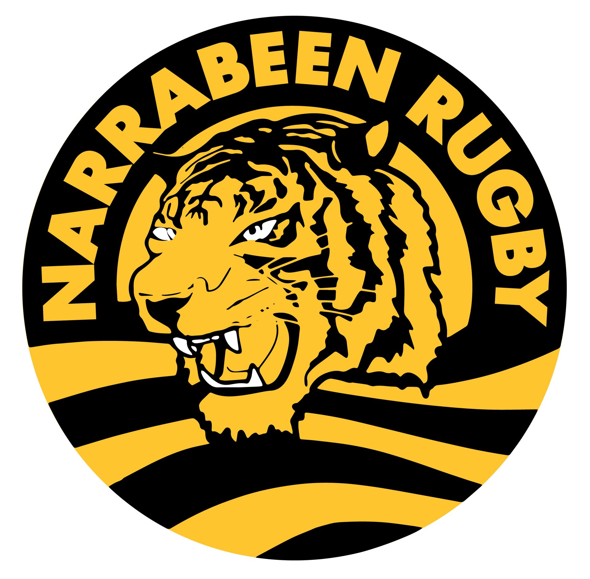Narrabeen Tigers Rugby Club logo featuring a tiger head in black and gold
