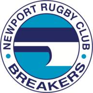 Newport Rugby Club logo with blue and white horizontal design
