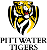 Pittwater Tigers club logo featuring a tiger head in black and yellow