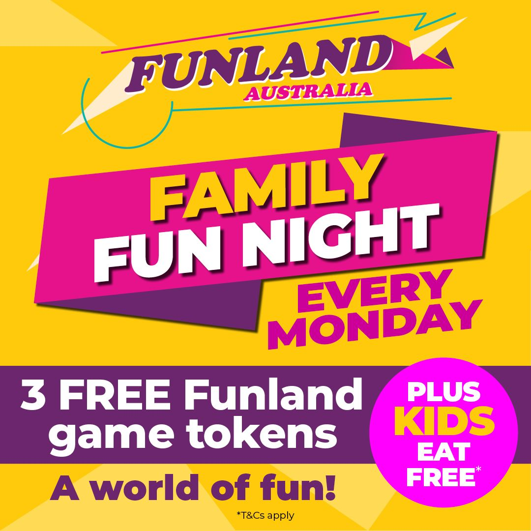 Family Fun Night promotion at Funland Australia, Mona Vale RSL Club