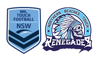 Northern Beaches Renegades NRL Touch Football club logo with shield and warrior emblem