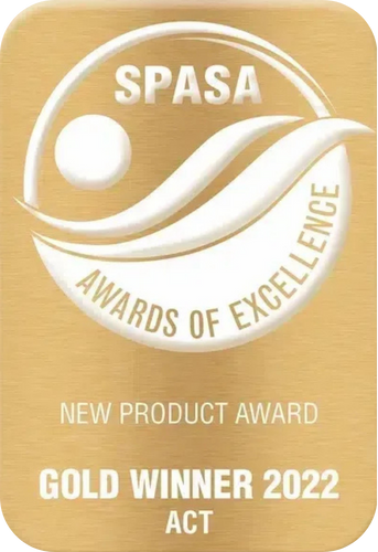 Gold award badge for a new product, featuring the SPASA logo,