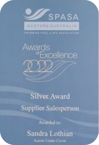 Silver award for Supplier Salesperson, 2022, given to Sandra Lothian by SPASA Western Australia.