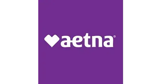 Aetna logo on a purple background with a white heart icon and wordmark