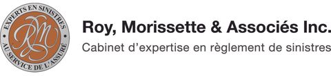Logo de Roy, Morissette & Associés Inc., une société d'expertise en sinistres, en orange et argent.