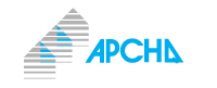 Logo avec le texte bleu « APCHA » et une forme géométrique abstraite.