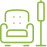 Green outline of armchair and floor lamp.
