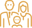 Line art of a family of three: two adults and a child.