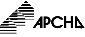 Logo de l'APCHA : un design stylisé, en noir et blanc, avec une forme triangulaire et le texte « APCHA ».