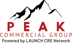 The peak commercial group logo is powered by launch cre network.