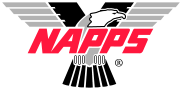 Logo of NAPPS (National Association of Professional Process Servers): Red text over a stylized eagle with wings.