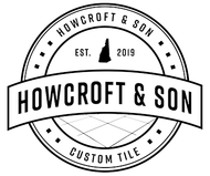 Black-and-white Howcroft & Son custom tile logo with circular border and “EST. 2013” text