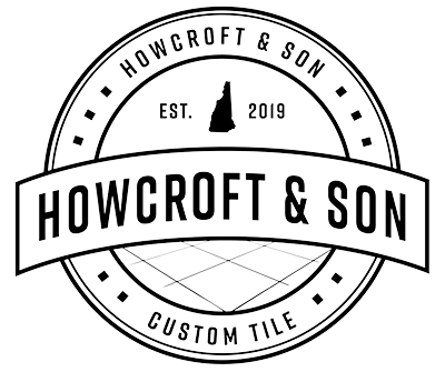 Black-and-white Howcroft & Son custom tile logo with circular border and “EST. 2013” text
