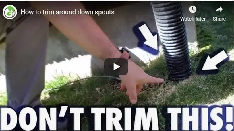 A video shows how to trim around down spouts