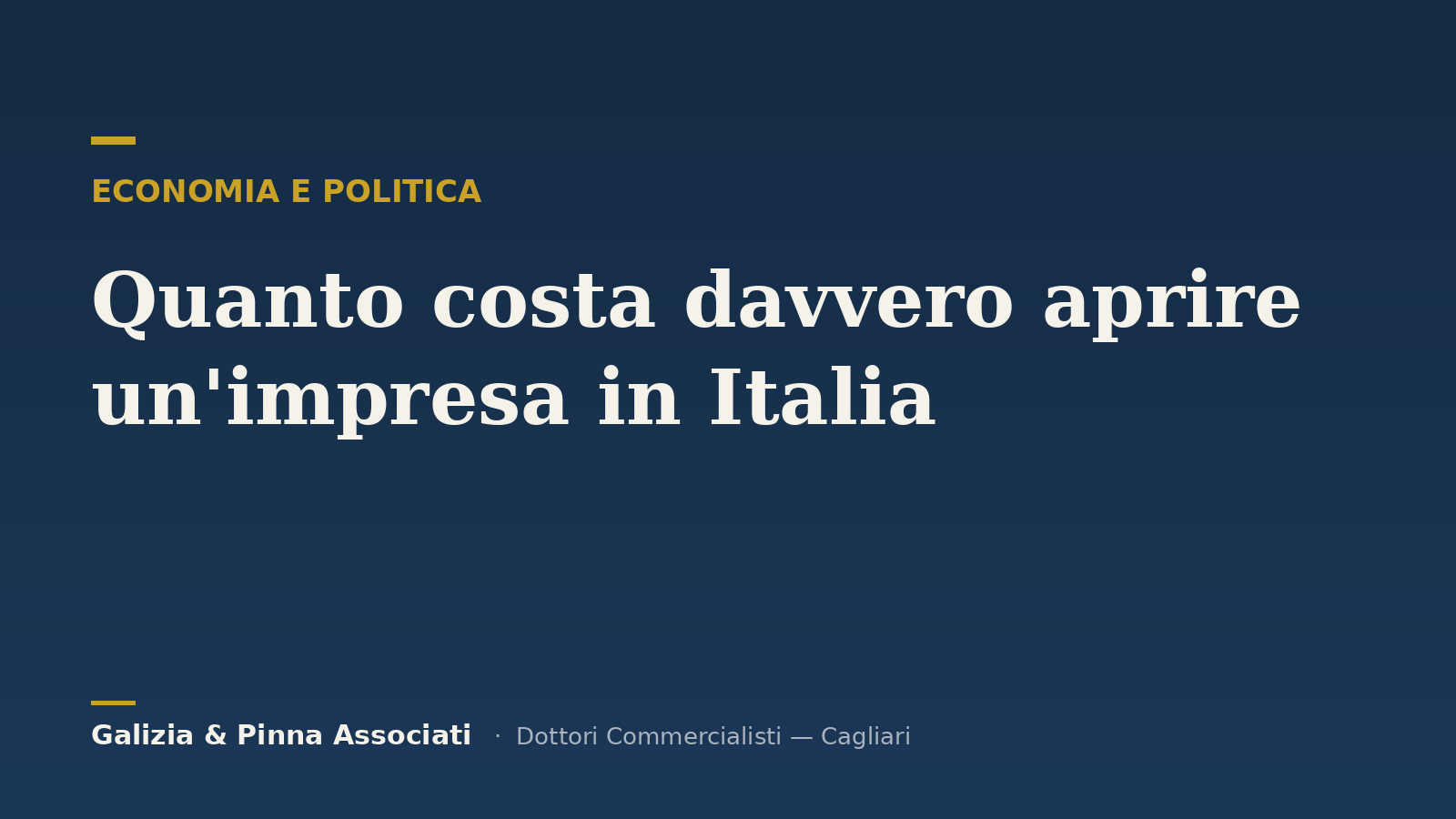 Blue article header in Italian: “Quanto costa davvero aprire un’impresa in Italia” under “Economia e politica”