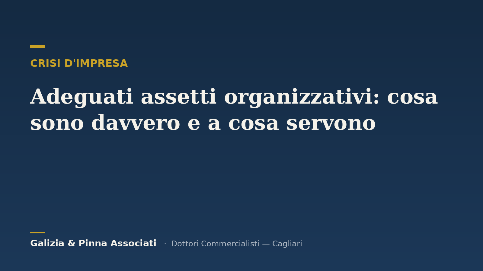 Titolo su sfondo blu scuro: “Adeguati assetti organizzativi: cosa sono davvero e a cosa servono”